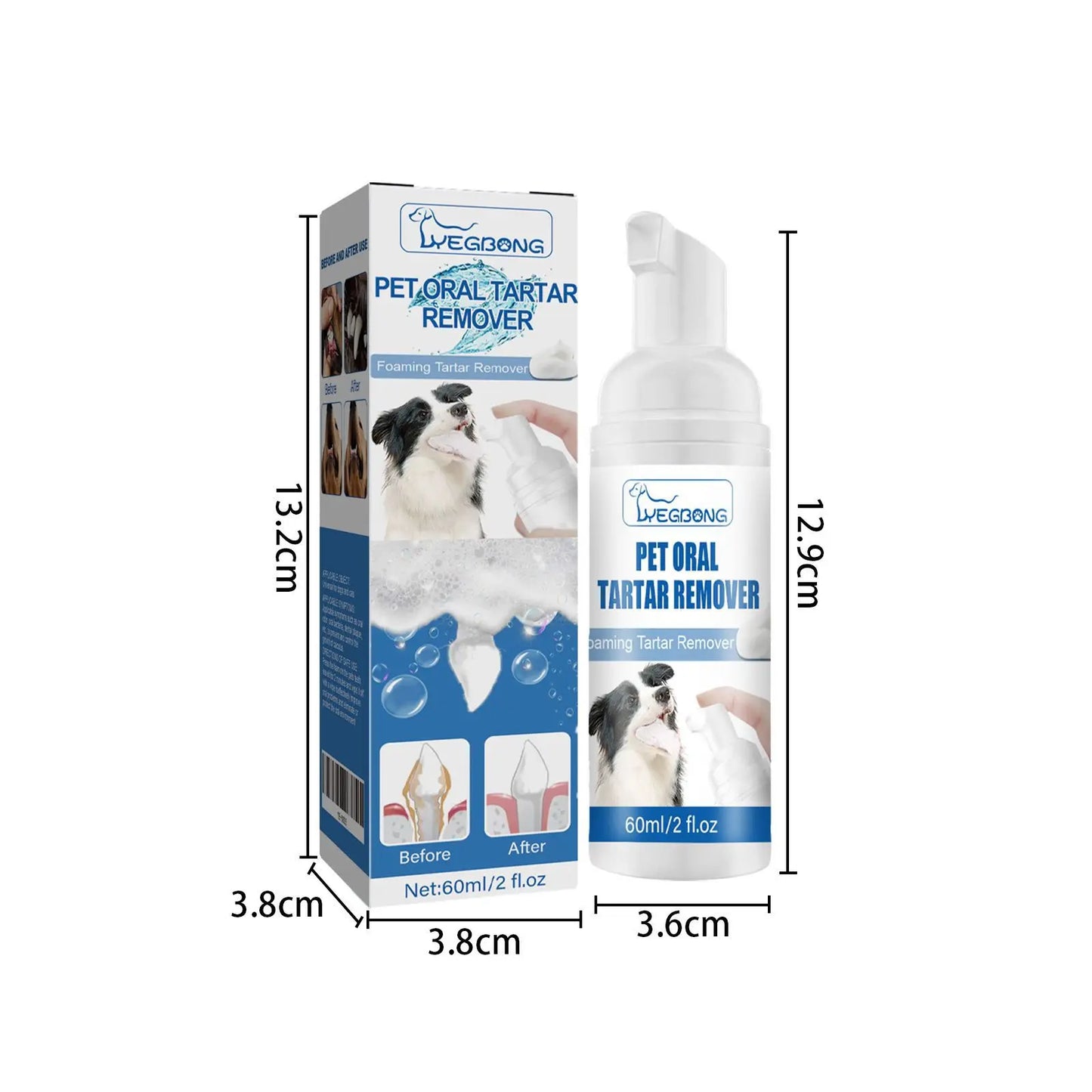 60ml Pet Tartar Removal Foam Cleaner Oral Odor Fresh Deodorant Dogs Cats Dental Calculus Cleaning Teeth Whitening Mousse