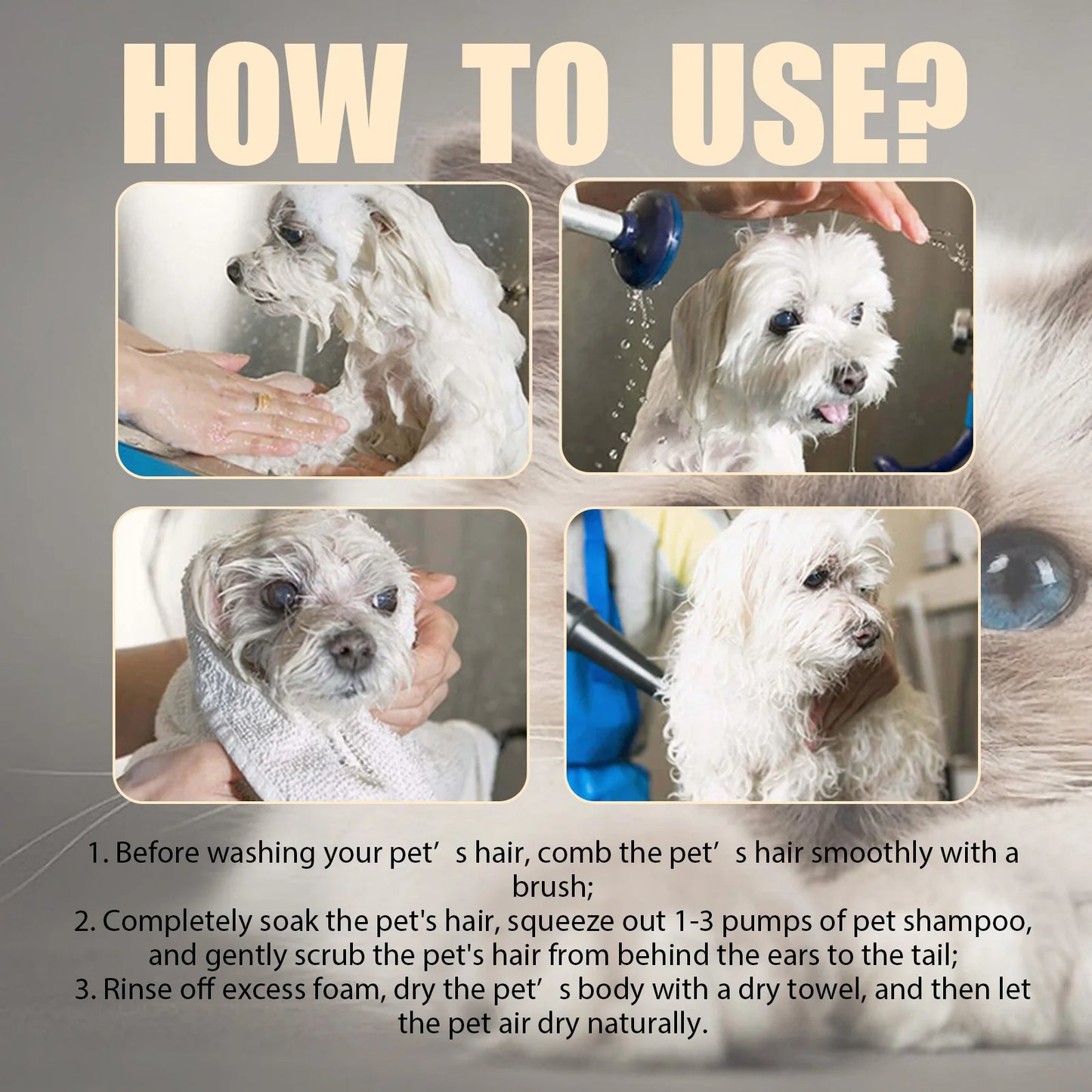 Yegbong Pet Hair Cleaning Shampoo for Cat And Dog Remove Stains Mite Removal Reduce Itching Deodorant Smoothing Pet Hair Shampoo