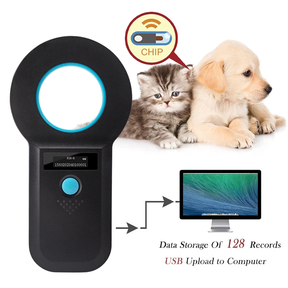 Pet Scanner ISO11784/85 FDX-B Animal Pet ID Reader Chip Transponder 134.2Khz/125Khz EMID RFID Handheld Animal Microchip Reader