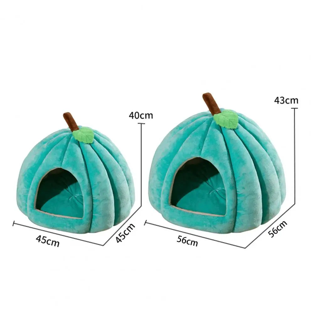 Semi-Enclosed Pet Bed Comfort Stable Anti-Slip Pumpkin Pet Tent Cat House Soft And Cozy Pet Bed For Small Medium Dogs Cats