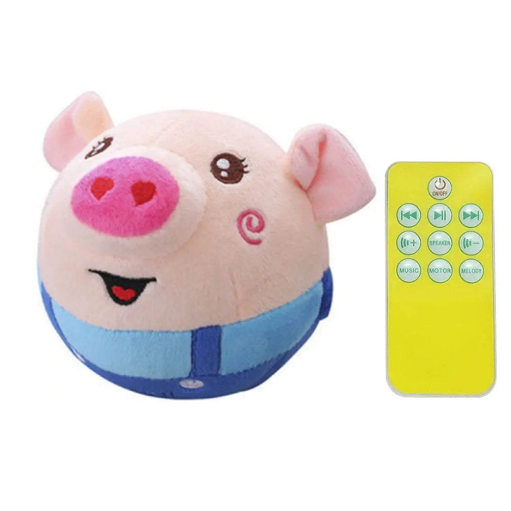Cartoon Pig Active Moving Pet Plush Toy Washable Talking Moving Dog Ball Toy USB Rechargeable Pet Bouncing Balls for Dogs Cats