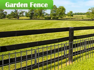 25-Pack Rustproof Animal Fence - 17inHx27ftL No-Dig Metal Wire Panels for Garden/Patio, Pet Barrier with Ground Stakes (Black)