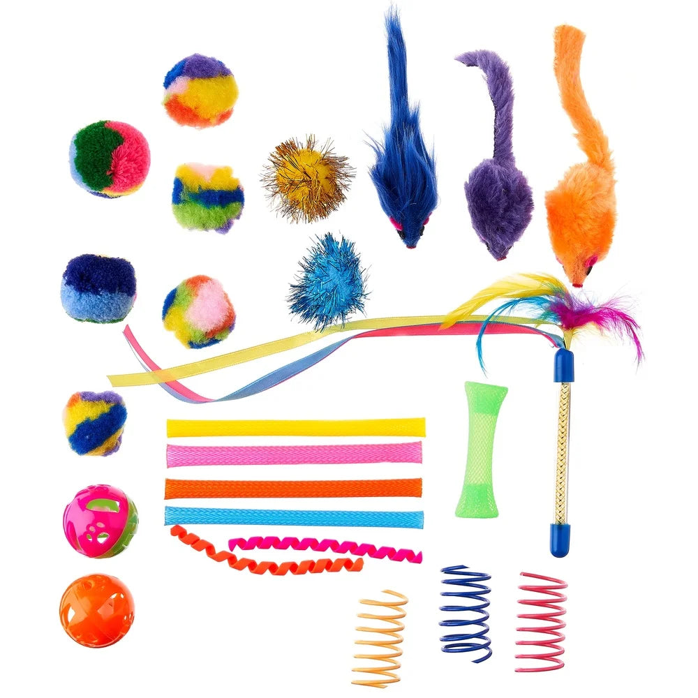 24 Piece Assorted Cat Toys Set Fun Interactive Play Variety Indoor Cats Engaging Chasing Pouncing Exercise Portable Activity