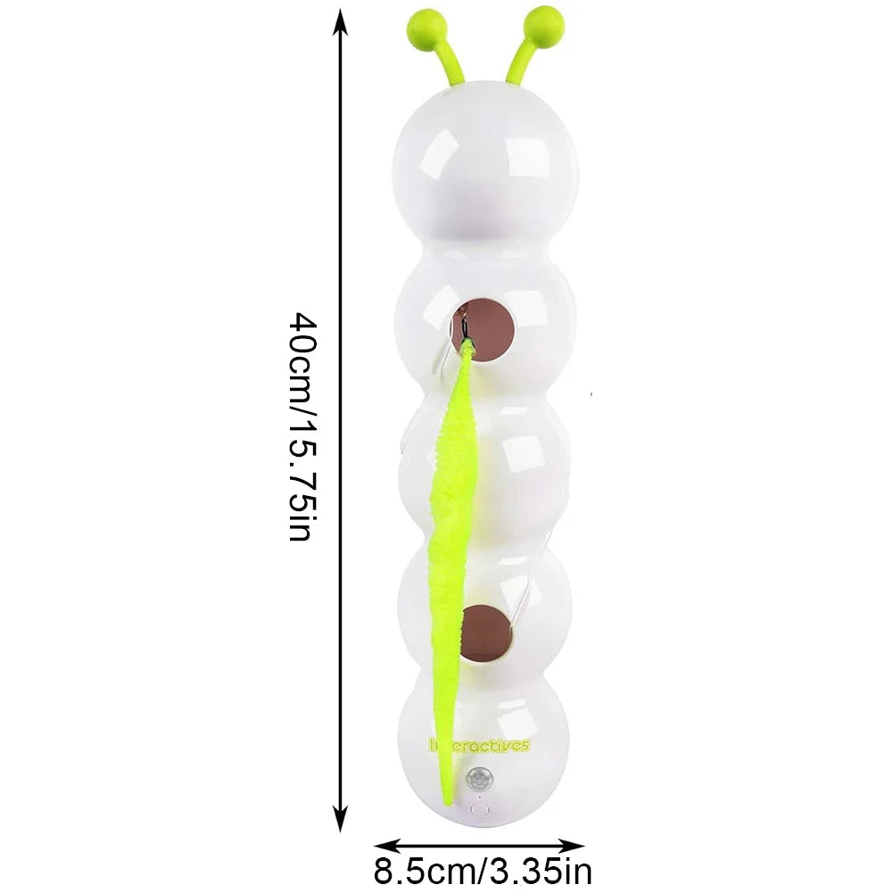 Caterpillar Teasing Cat Toy Motion Activated Kitten Toy Rechargeable Automatic Interactive Cat Toy with Tail for Indoor Cat