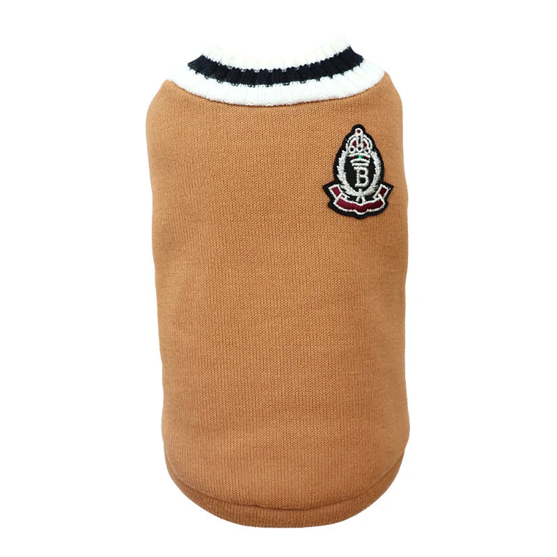 Dog Cat Sweater Preppy Style V-neck Corgi Teddy knitted Vest Pet Puppy Winter Warm Clothes Apperal for Small Medium Big Dogs Cat