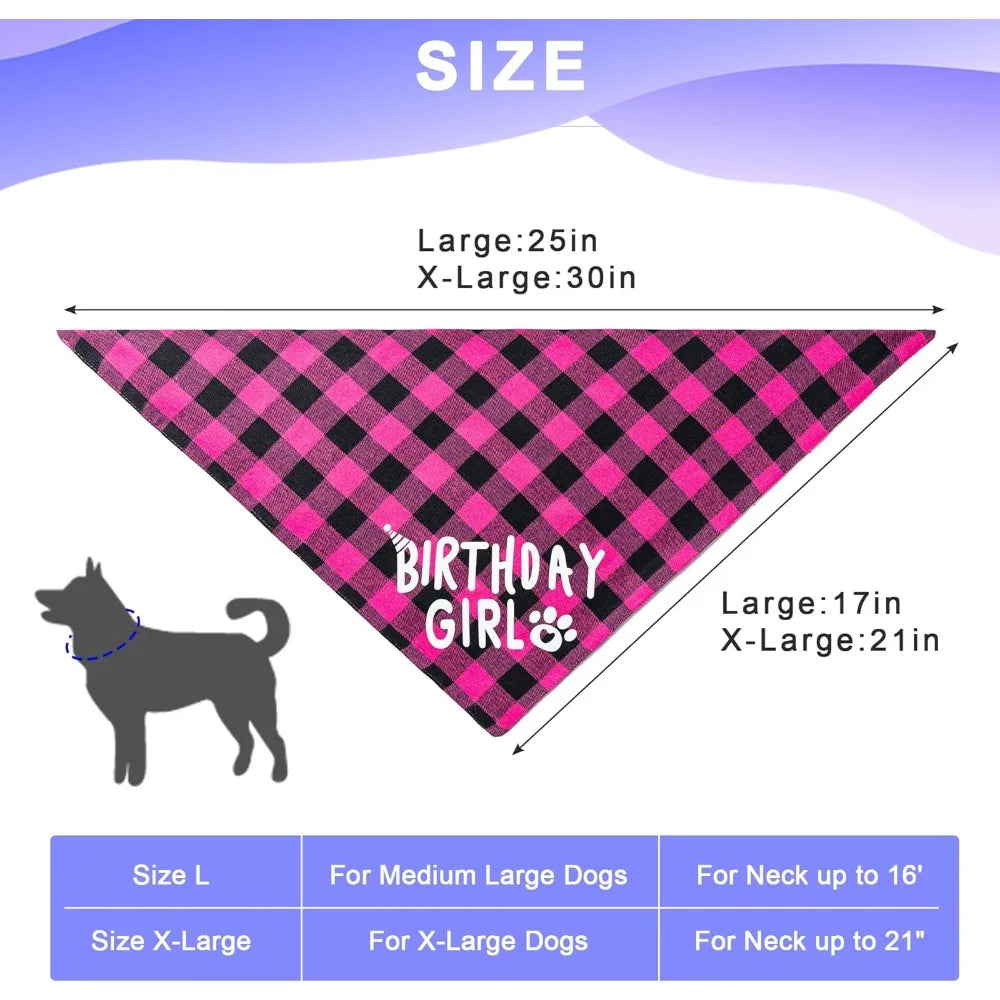 Dog Birthday Party Supplies Decorations with Dog Bandanas/Birthday Hat/Bow Tie Collar with 0-8 Numbers, for Medium Small Dogs Pe