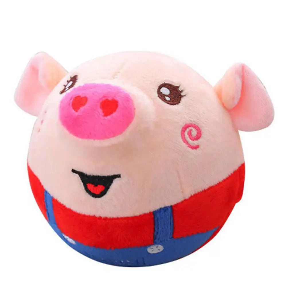 Cartoon Pig Active Moving Pet Plush Toy Washable Talking Moving Dog Ball Toy USB Rechargeable Pet Bouncing Balls for Dogs Cats