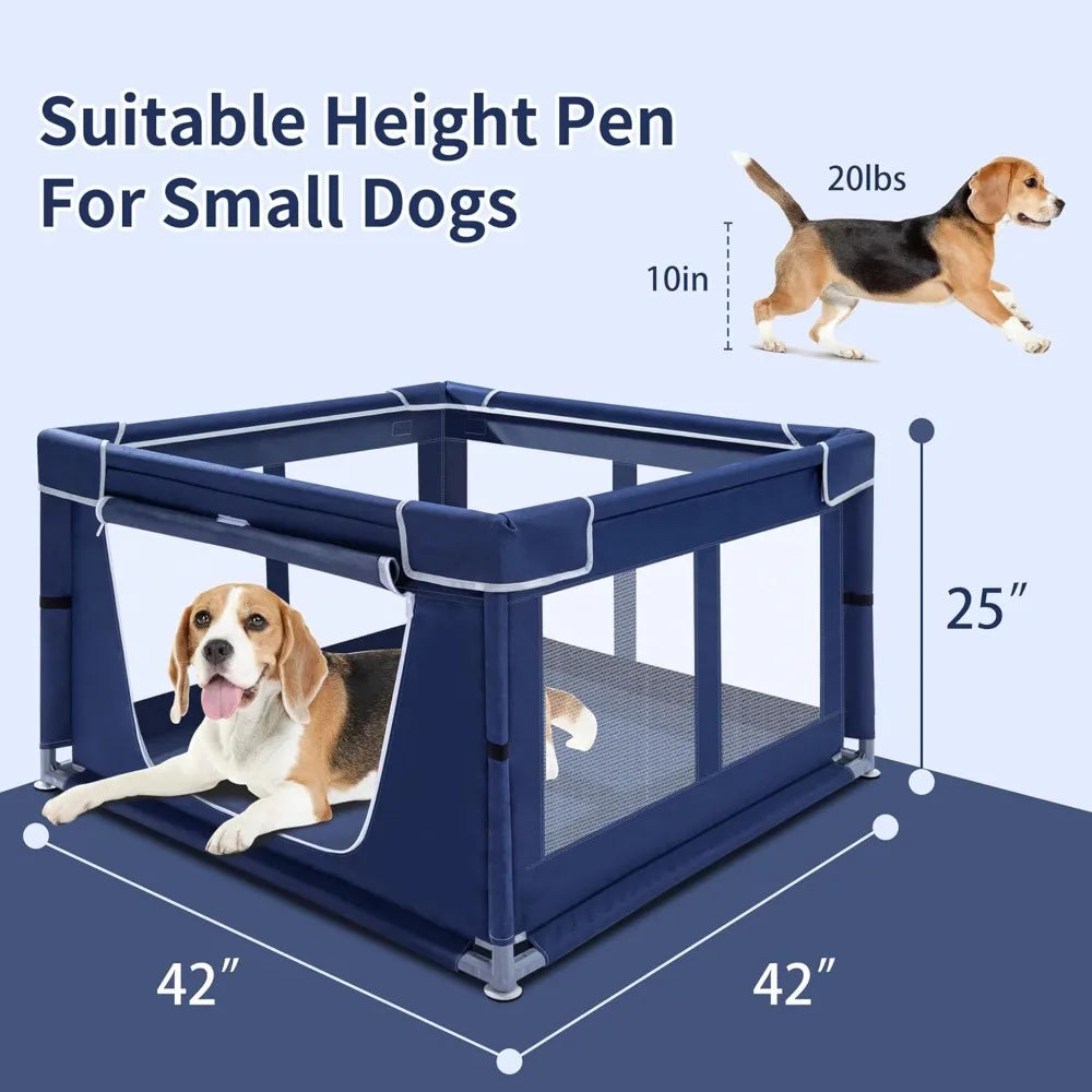 Puppy Playpen Indoor for Small Pets,Dog Play Pen with Gate, Portable Oxford Fabric Pet Exercise Pen, Anti-Tipping Enclosure