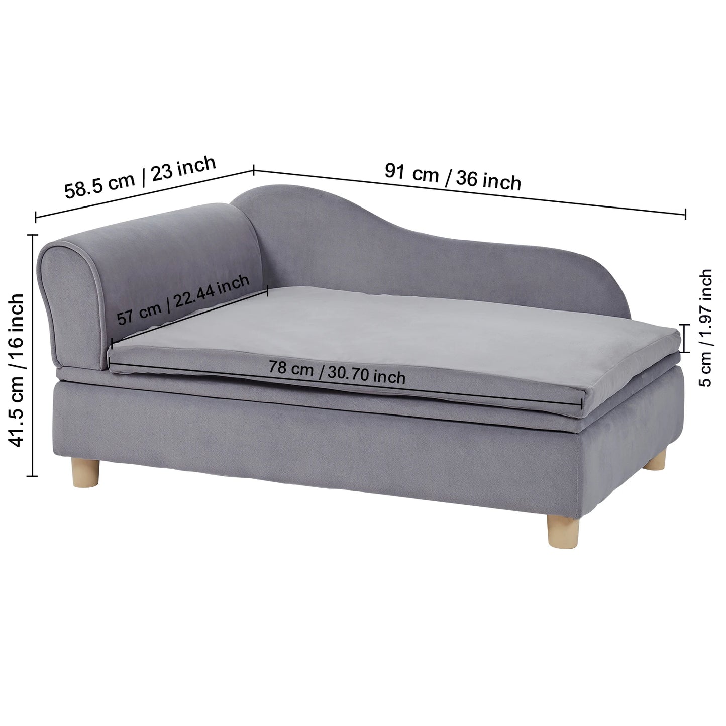 SucceBuy Pet Sofa Dog Couch for Medium-Sized Dogs and Cats Soft Velvety Dog Sofa Bed for Living Room Bedroom Pet Store or Clinic
