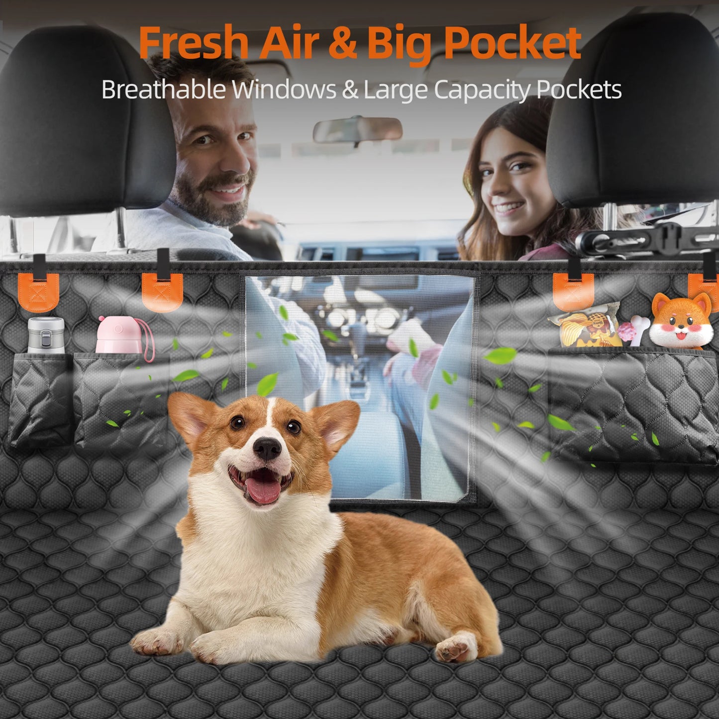 Back Seat Extender for Dogs Holds 400LBS Non-Slip Dog Car Seat Cover for Backseat Hardbottom Waterproof for Car Universal Size