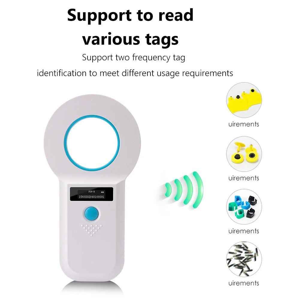Pet Scanner ISO11784/85 FDX-B Animal Pet ID Reader Chip Transponder 134.2Khz/125Khz EMID RFID Handheld Animal Microchip Reader