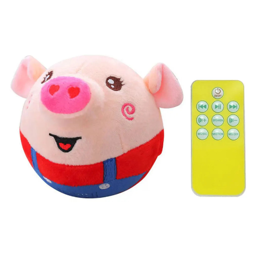 Cartoon Pig Active Moving Pet Plush Toy Washable Talking Moving Dog Ball Toy USB Rechargeable Pet Bouncing Balls for Dogs Cats