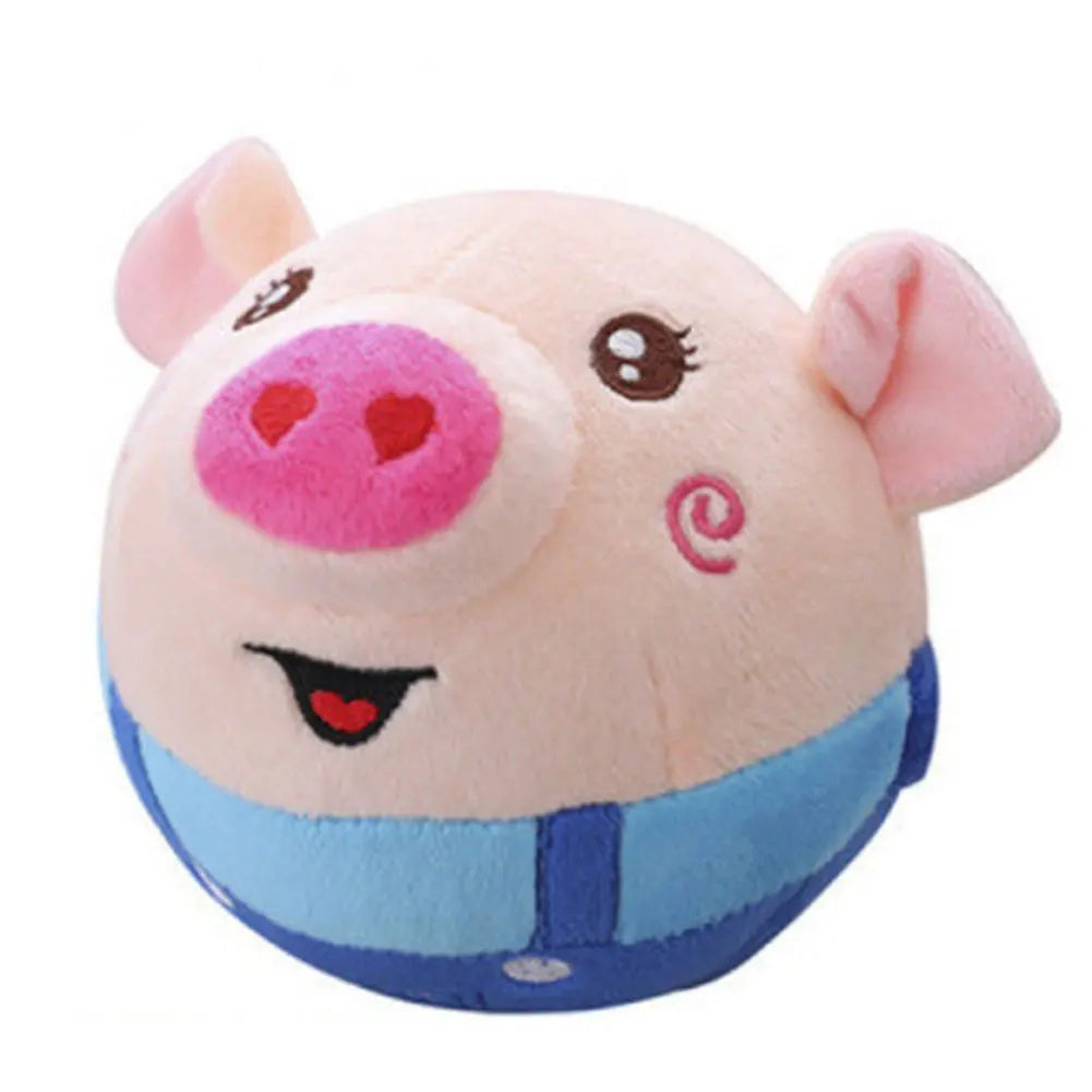 Cartoon Pig Active Moving Pet Plush Toy Washable Talking Moving Dog Ball Toy USB Rechargeable Pet Bouncing Balls for Dogs Cats