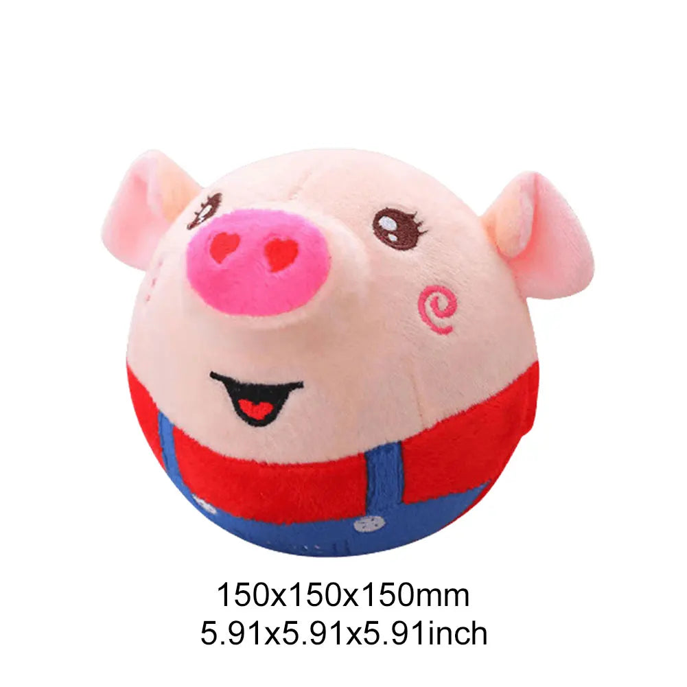 Cartoon Pig Active Moving Pet Plush Toy Washable Talking Moving Dog Ball Toy USB Rechargeable Pet Bouncing Balls for Dogs Cats