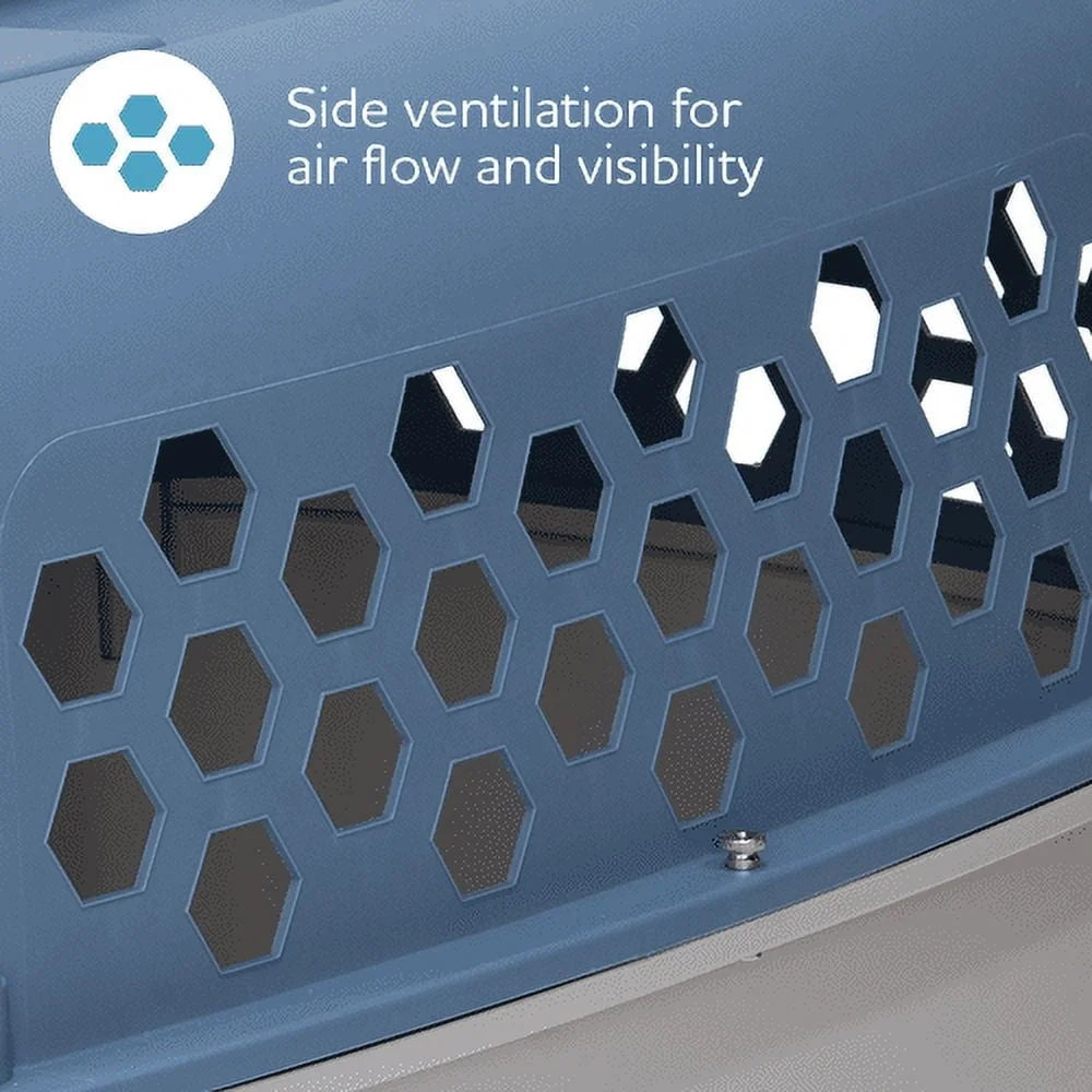 Multicolored 24 Inch Plastic Double Door Dog Cat Kennel Top Opening Portable Heavy Duty Durable Ventilated Carrier Travel