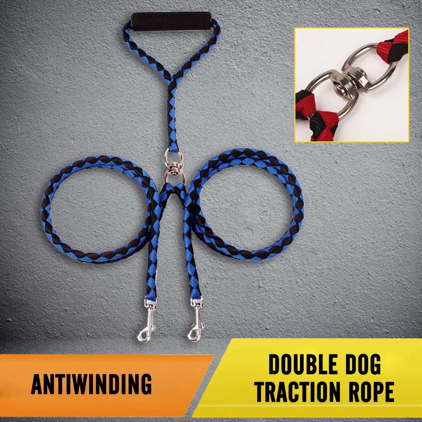 Double Head Pet Leash Dual Dog Lead Braided PP Rope Leash for Small Medium Large Dogs Walking Training