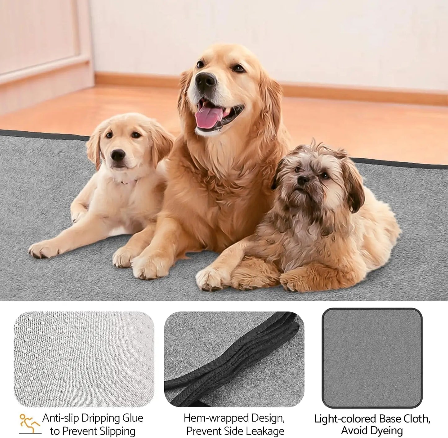 Washable Pee Pads for Dogs 72 x 72 Inch 1 Pack Reusable Pet Puppy Pee Pads Non Slip Super Absorbent Training Incontinence Pads