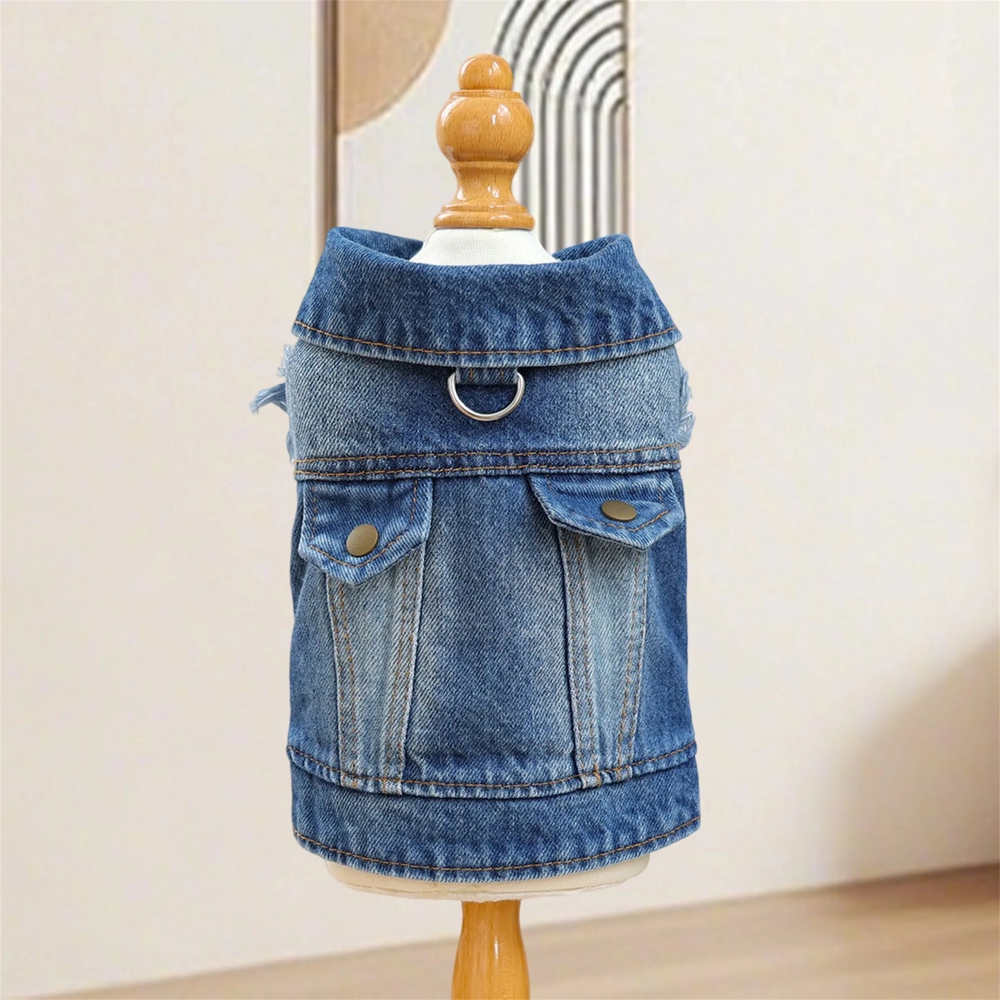 Blue Retro Dog Jeans Jacket Trendy Button Denim Coat for Small Medium Girl Boy Dogs