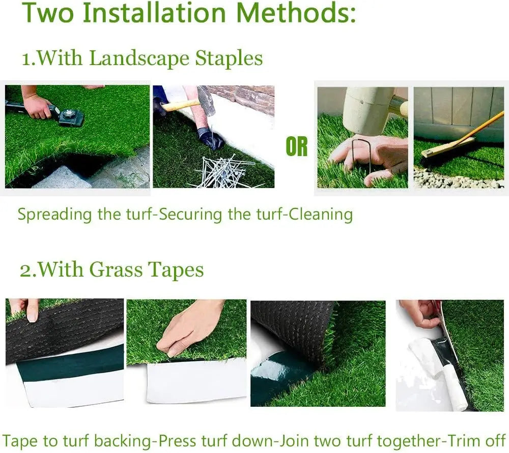 Artificial Grass Turf Lawn-4 Feet x 11 Feet, 0.4" Indoor Outdoor Rug Synthetic Grass Mat Fake Grass