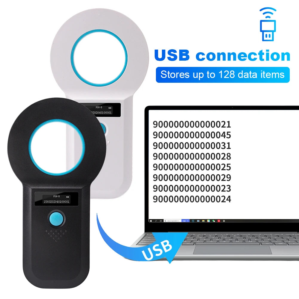 Pet Scanner ISO11784/85 FDX-B Animal Pet ID Reader Chip Transponder 134.2Khz/125Khz EMID RFID Handheld Animal Microchip Reader