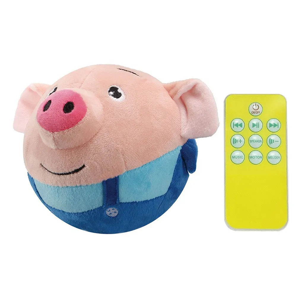 Cartoon Pig Active Moving Pet Plush Toy Washable Talking Moving Dog Ball Toy USB Rechargeable Pet Bouncing Balls for Dogs Cats