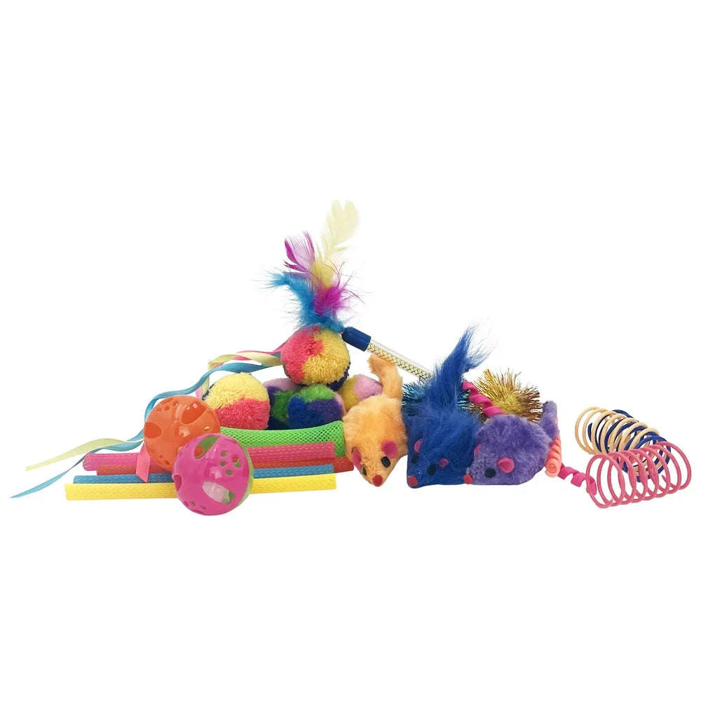 24 Piece Assorted Cat Toys Set Fun Interactive Play Variety Indoor Cats Engaging Chasing Pouncing Exercise Portable Activity