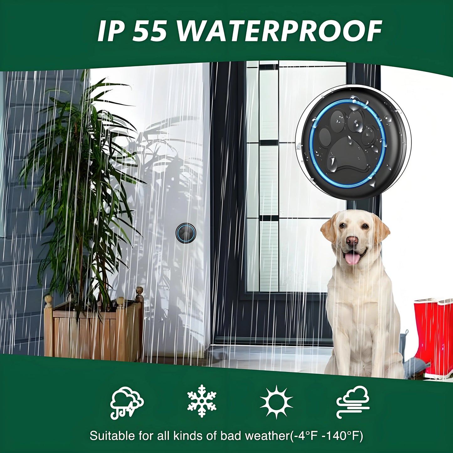 Wireless Dog Doorbell for Potty Training | 1000ft Range & IP65 Weatherproof | Gentle Nose Tap Buttons + Customizable Alerts