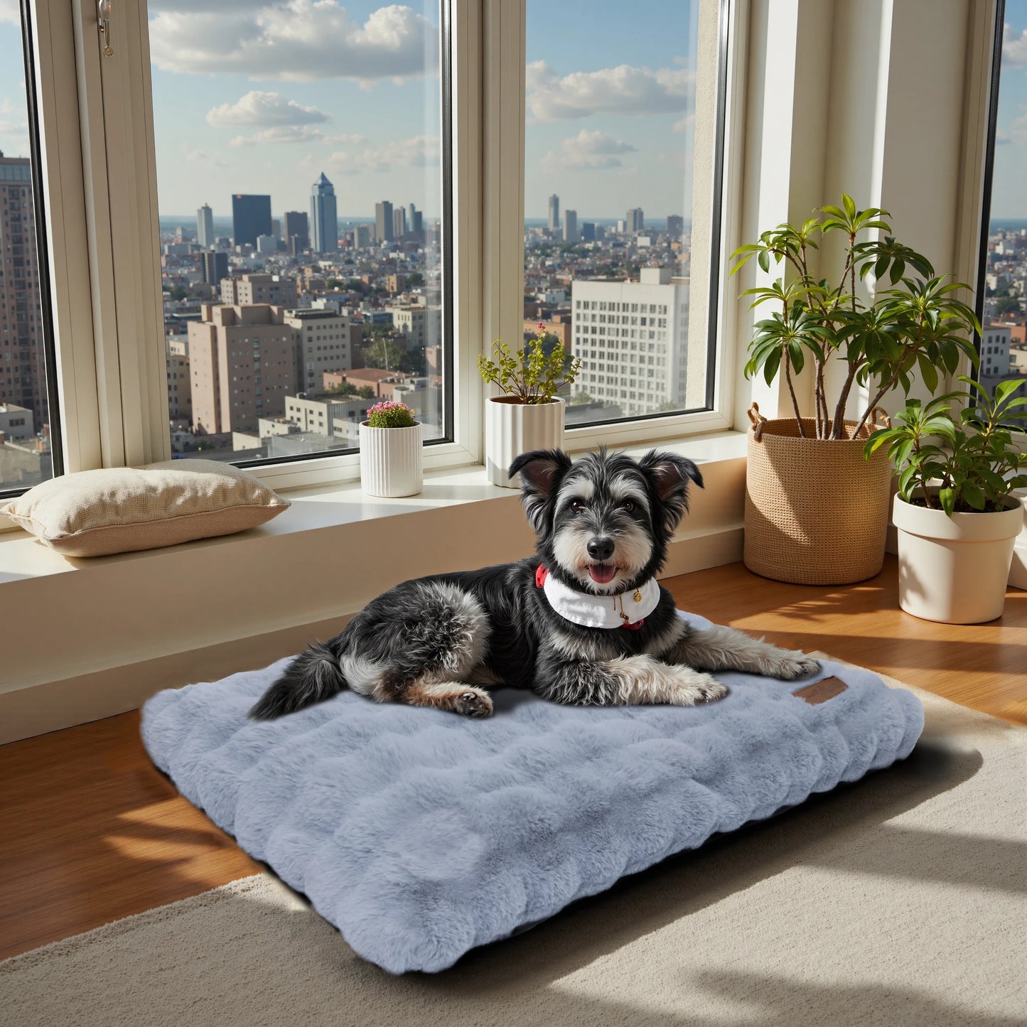 Fluffy Dog Crate Bed for Extra Large Dogs, Plush Faux Fur Crate Pad, Calming Anti Anxiety Dog Bed, Washable Soft Warm Crate