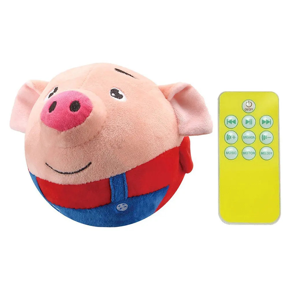 Cartoon Pig Active Moving Pet Plush Toy Washable Talking Moving Dog Ball Toy USB Rechargeable Pet Bouncing Balls for Dogs Cats