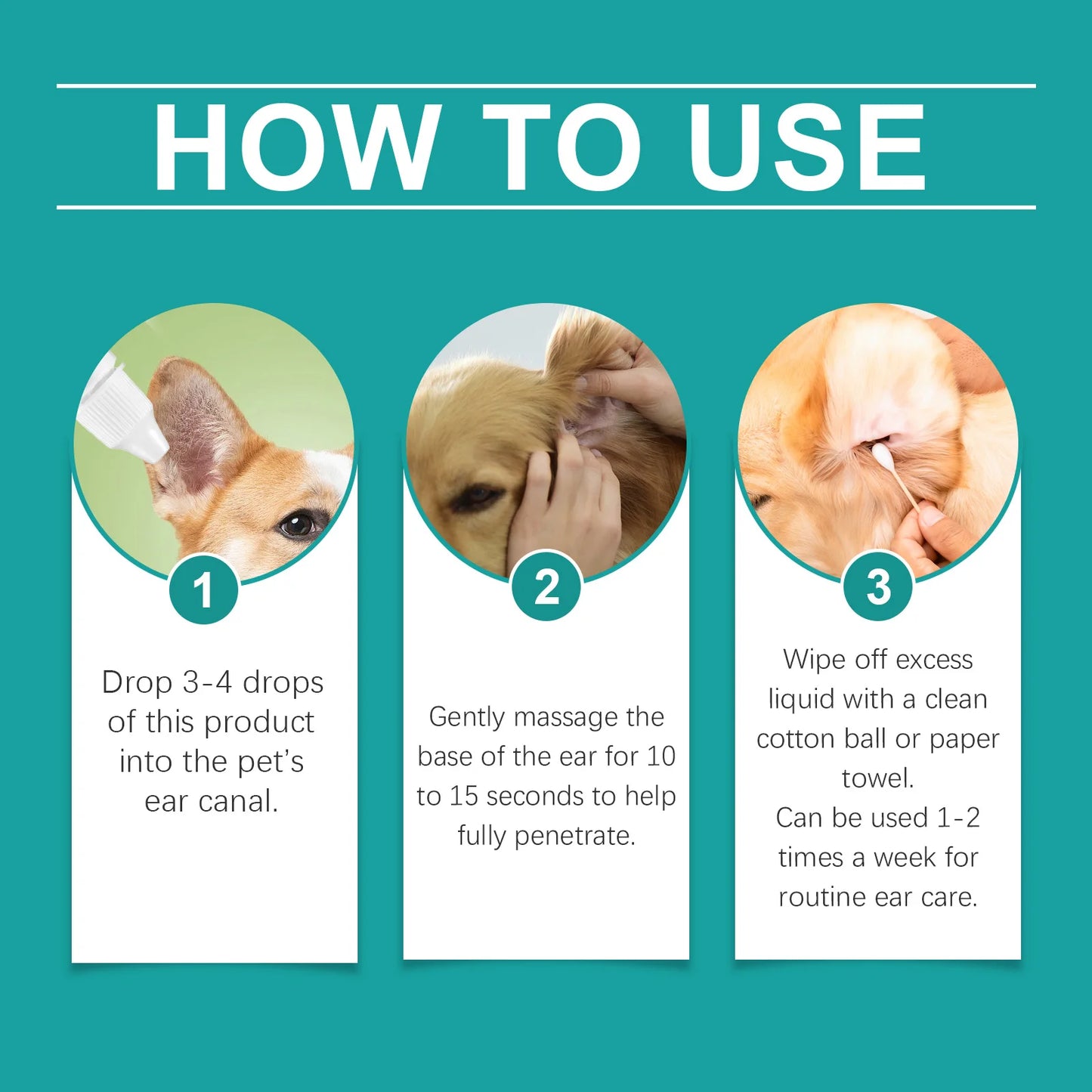 Yegbong 30ml Pet Ear Cleaner Drops Ear Mite Remove Relieve Itching Cleaning Earwax Buildup Nourish Dog Cat Ear Deodorant Drops