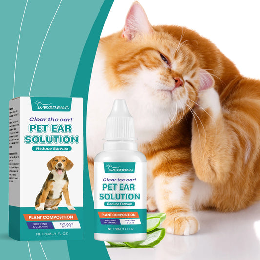 Yegbong 30ml Pet Ear Cleaner Drops Ear Mite Remove Relieve Itching Cleaning Earwax Buildup Nourish Dog Cat Ear Deodorant Drops