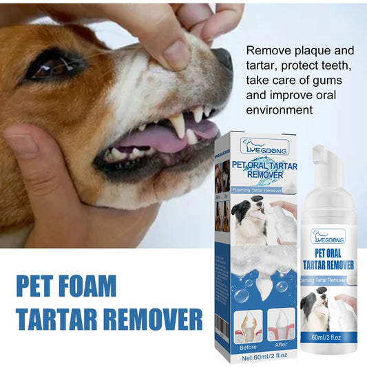 60ml Pet Tartar Removal Foam Cleaner Oral Odor Fresh Deodorant Dogs Cats Dental Calculus Cleaning Teeth Whitening Mousse