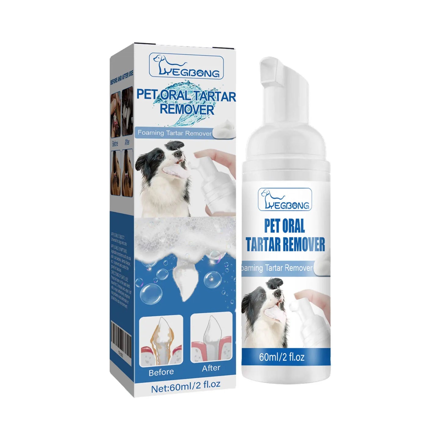 60ml Pet Tartar Removal Foam Cleaner Oral Odor Fresh Deodorant Dogs Cats Dental Calculus Cleaning Teeth Whitening Mousse