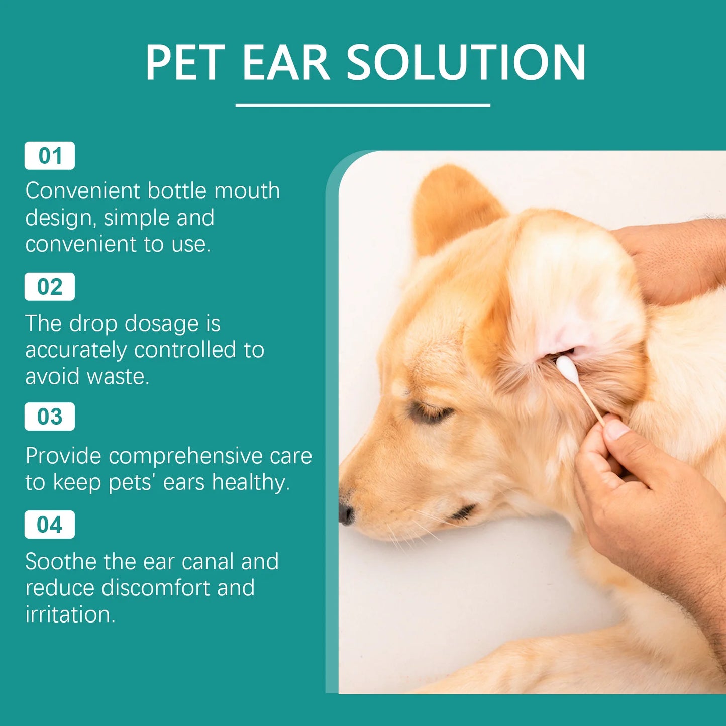 Yegbong 30ml Pet Ear Cleaner Drops Ear Mite Remove Relieve Itching Cleaning Earwax Buildup Nourish Dog Cat Ear Deodorant Drops