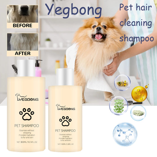 Yegbong Pet Hair Cleaning Shampoo for Cat And Dog Remove Stains Mite Removal Reduce Itching Deodorant Smoothing Pet Hair Shampoo