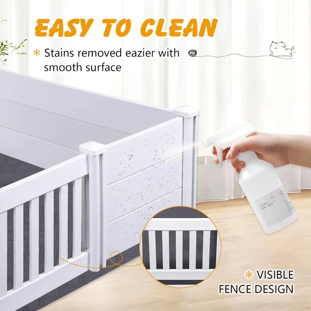 Whelping Box for Dogs,38 × 38 ×19in Whelping Box for Puppies with Adjustable Height Door,PVC Puppy Playpen,Puppy Whelping Suppli