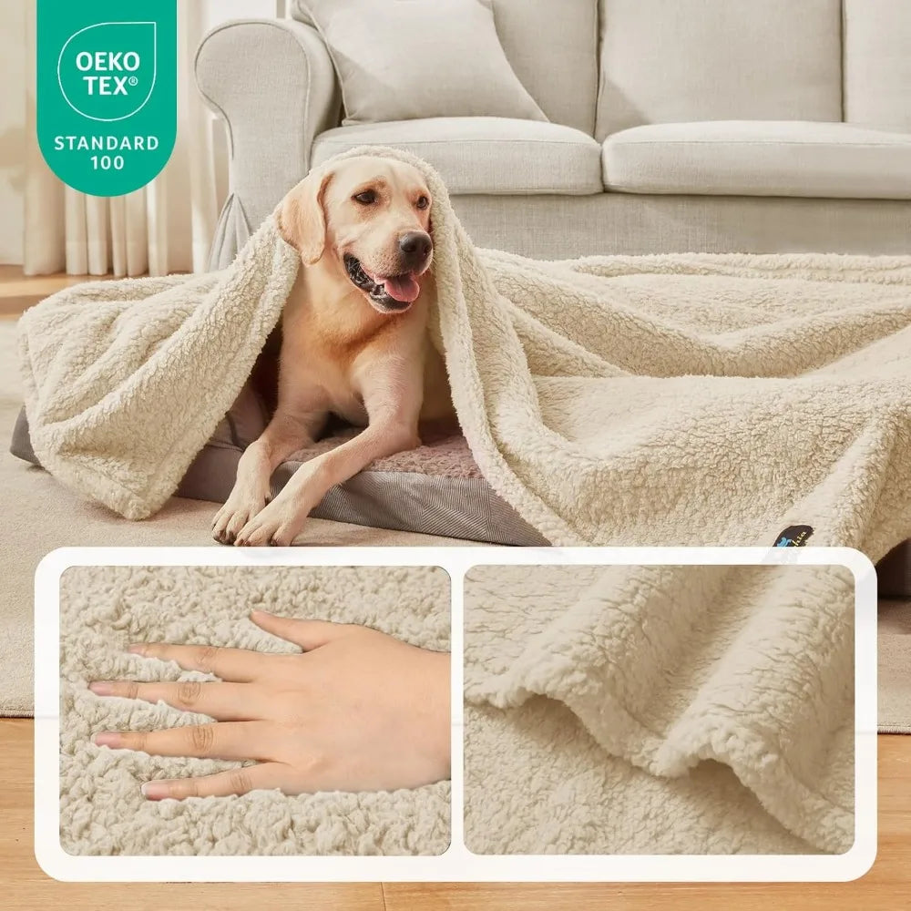 Waterproof Pet Blanket for Medium Large Dogs Soft Cat Sherpa Calming Thick Cover Leakproof Cozy Puppy Sofa Bed Car Couch Protec