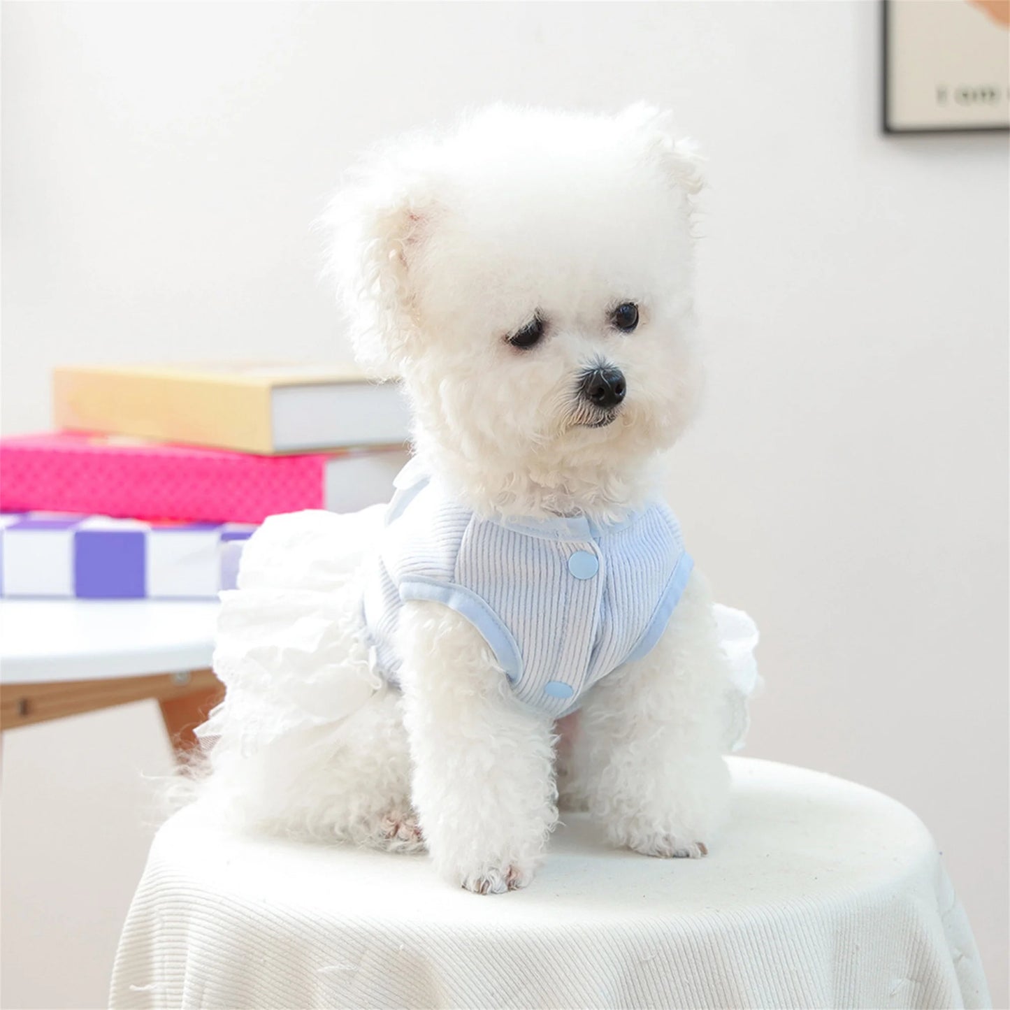 Dog Princess Dress with Bow Puppy Girl Tulle Dress Pet Clothes for Small Dogs Cats