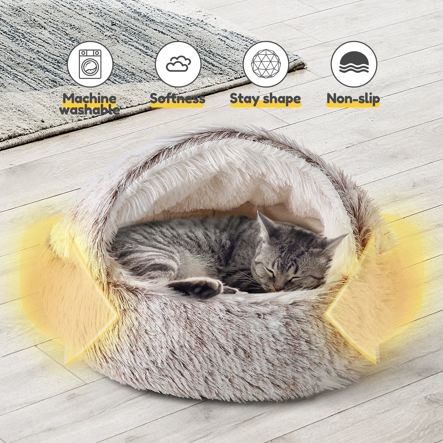 21'' Pet Cat Dog Lovely Cat Beds Nest Soft Comfortable Semi-enclosed Cat Nest Kennel indoor Pet house Supplies for Pet to Rest