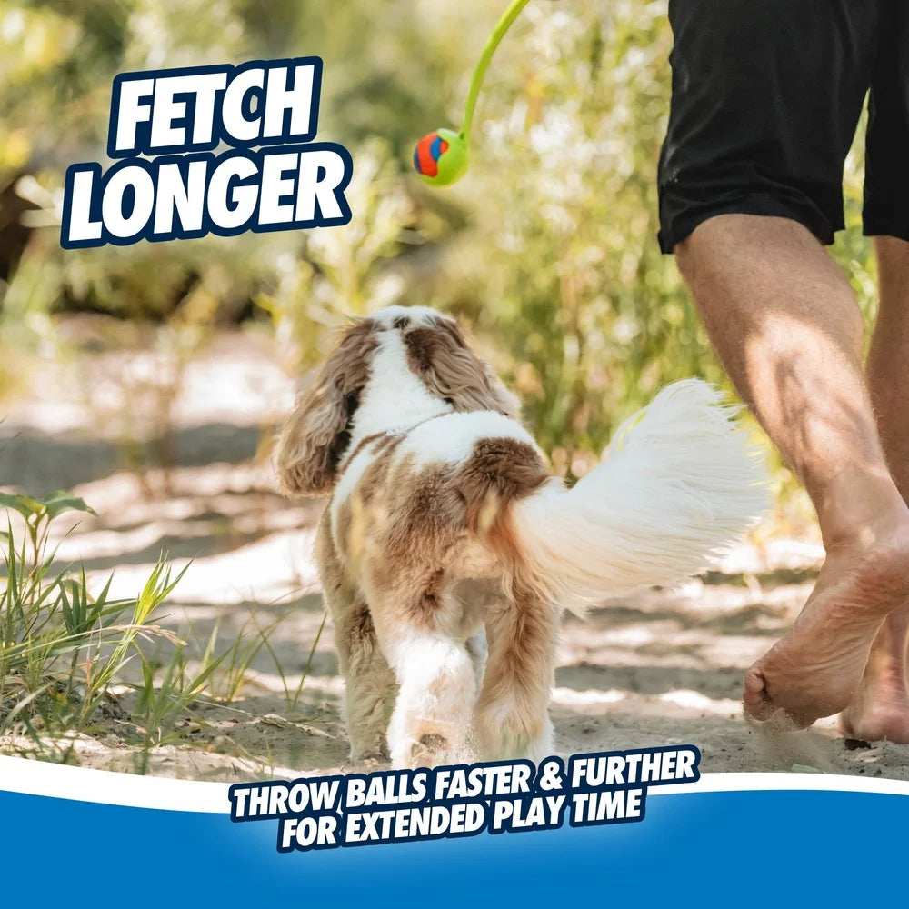 Eco Friendly Dog Ball Launcher Ergonomic Handle Fetch Toy Includes Bouncy Rebounce Ball Hands Free Pickup Portable Exercise Tool
