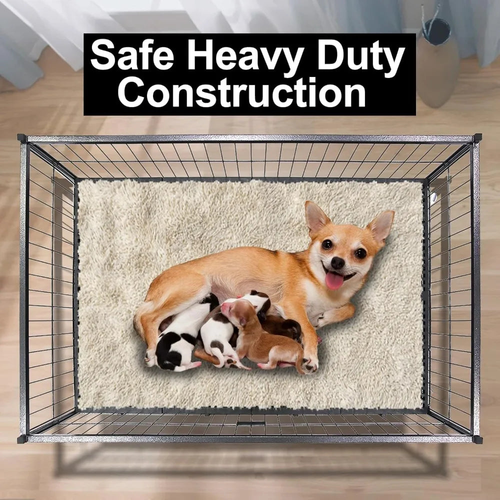 43" Dog Whelping Box for Puppies, Heavy Duty Metal Whelping Box for Small Breed Dogs with Washable Plastic - Free Delivery
