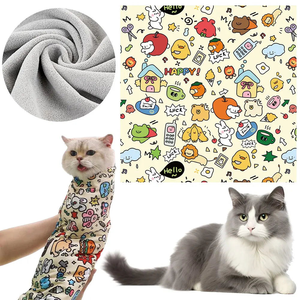 New Cat Restraint Wrap Anti-Scratch Cat Calming Wrap Folding Cosmetic Bag Magic Cloth Hundred Patch Cloth Cat Grooming Supplies
