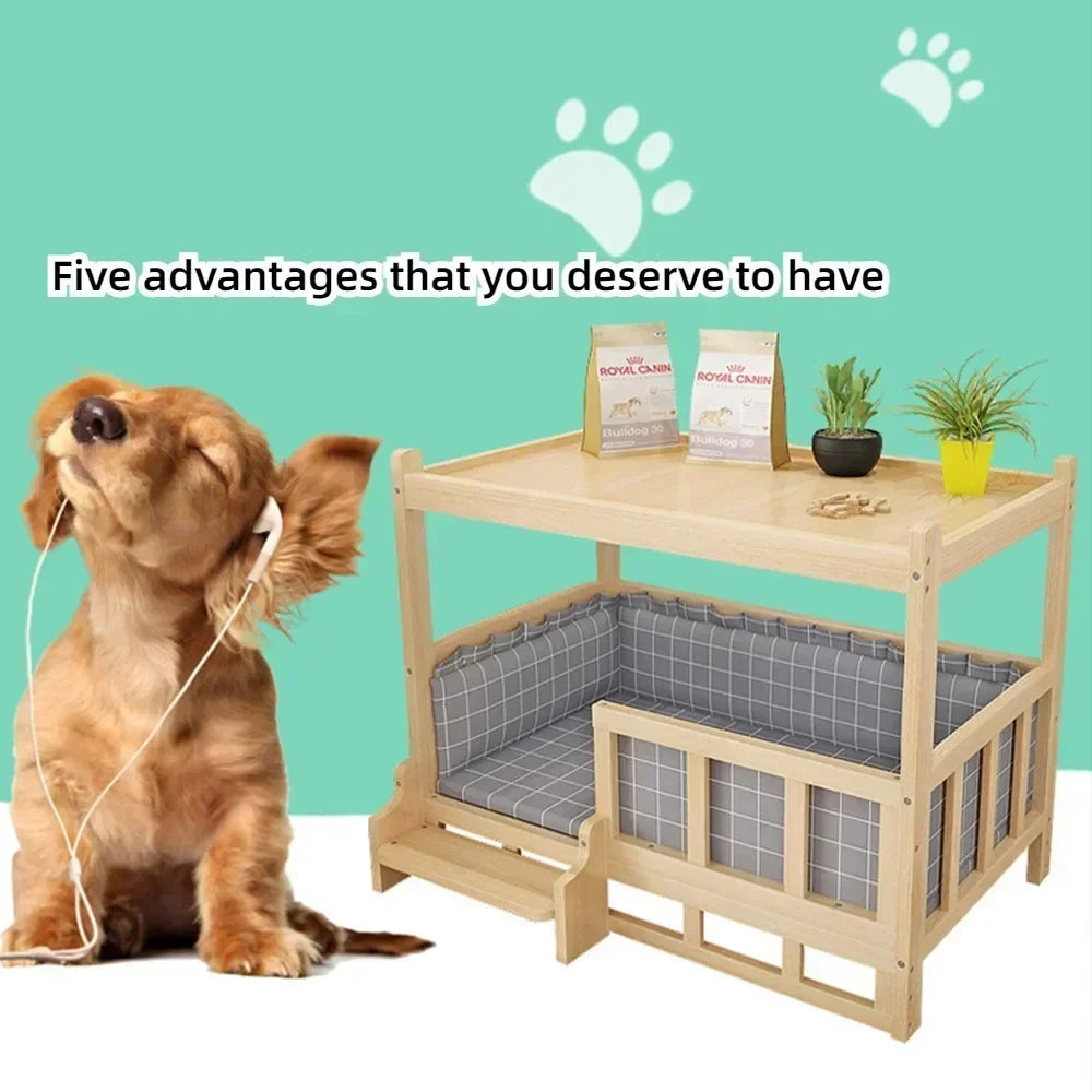 Simplicity Wooden Dog Bed Can Be Used As Bedside Table Dog Kennel Four Season Universal Environment protection Practical Pet Bed