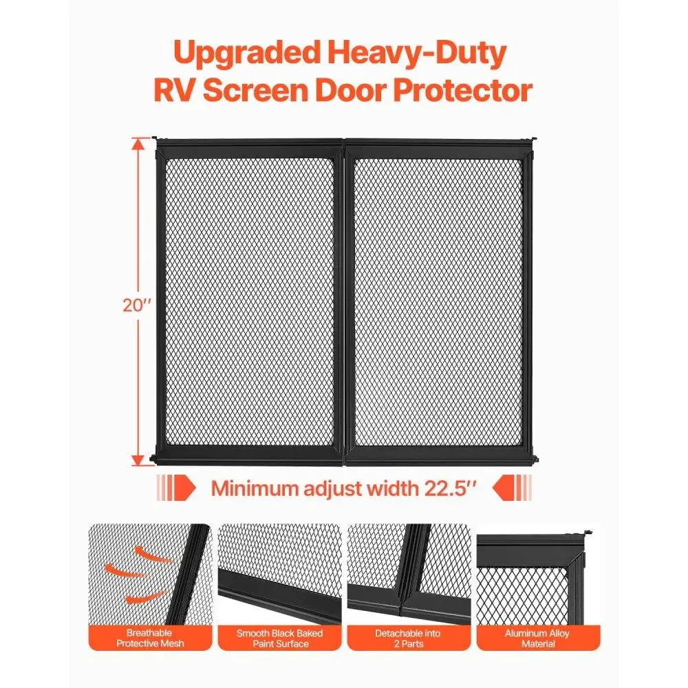 RV Screen Door Protector 22.5 x 20 Inch Easy Install Door Grille for RV Durable Mesh Barrier