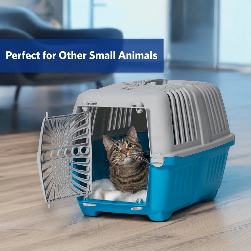 Travel Pet Carrier Small Dogs Cats Easy Assembly Durable Plastic with Secure Door Ideal Veterinarian Pet Store Trips