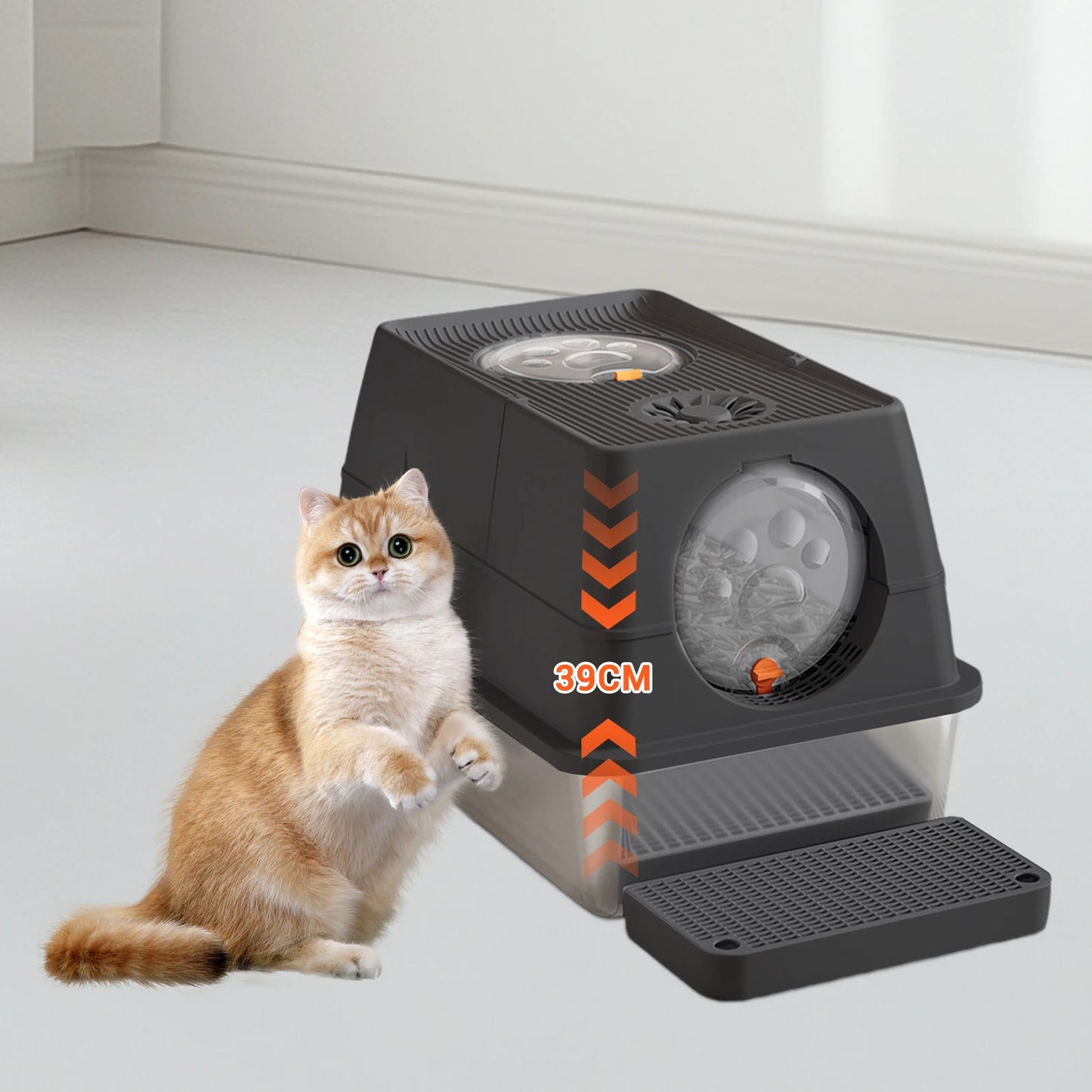 Stainless Steel Cat Litter Box with Lid Large Enclosed High Sided Litter Box Carbon Filters Easy Cleaning Anti-Urine Leakage