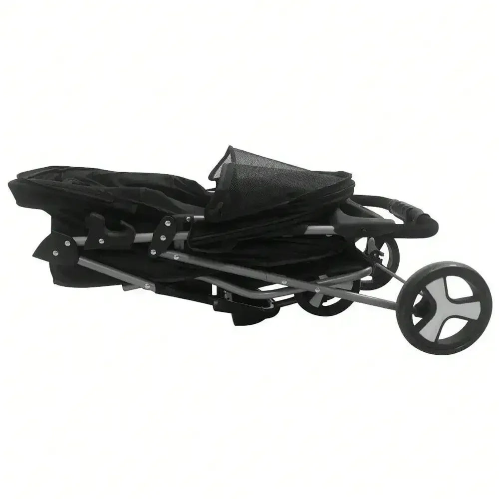 Foldable Pet Stroller 3 Wheels for Dogs Strolling Cart Carrier W/Storage Basket