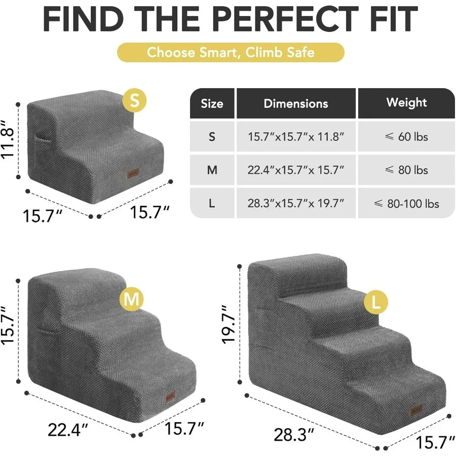 Pet Stairs for Small Elderly Dogs Cats 3Step Dog Ramp NonSlip Surface Soft Washable Cover Portable for Couch Bed Use Ideal for
