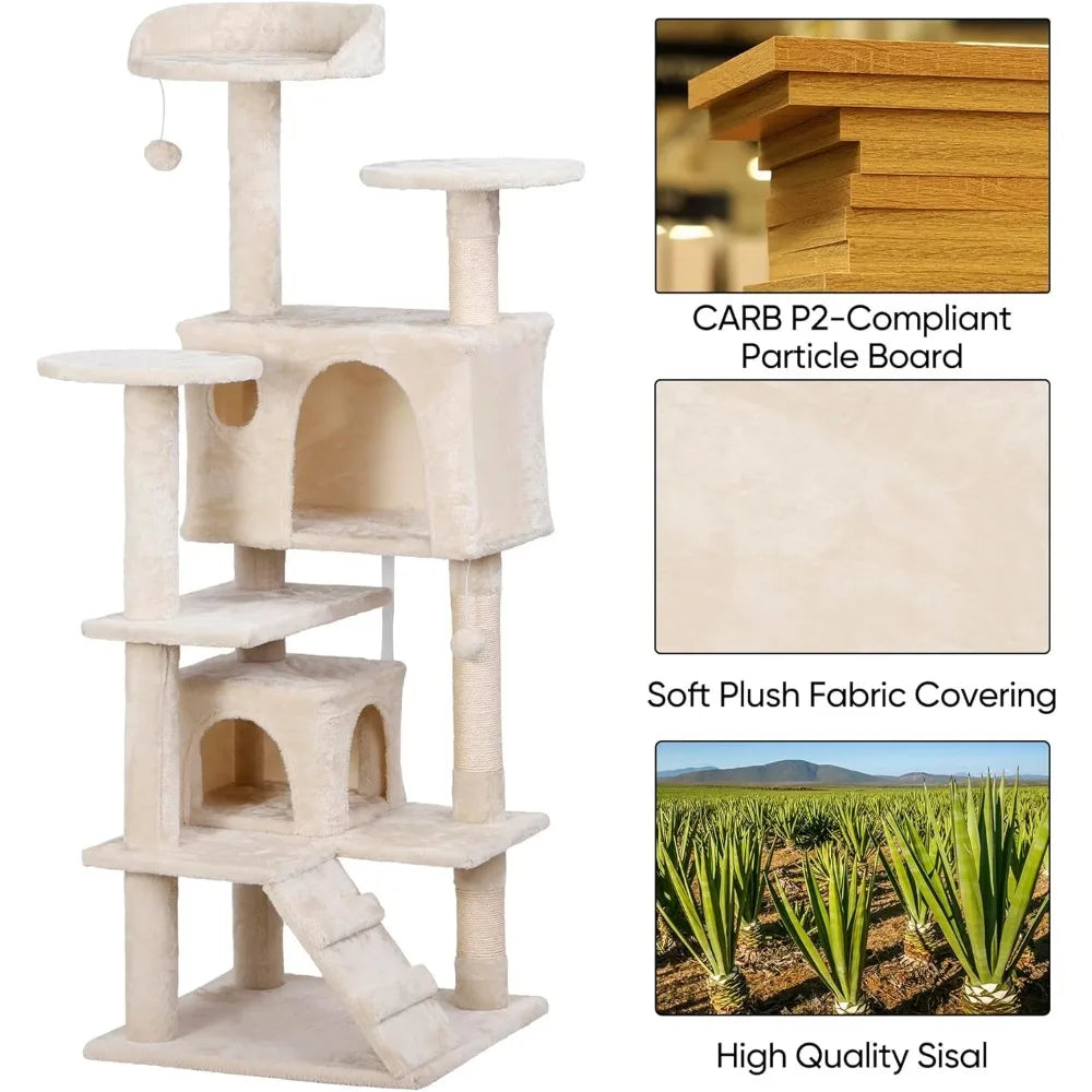 Nova Microdermabrasion 54 in Cat Tree Tower for Indoor Cats Multi-Level Cat Condo Cat Bed Furniture with Scratching Post Kittens