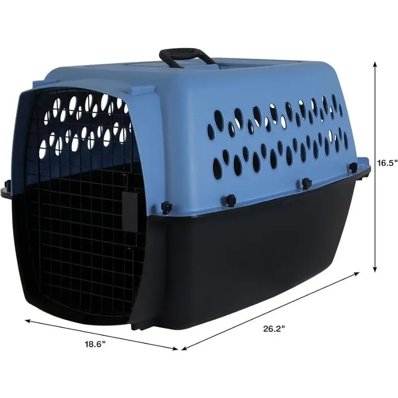 Pet Porter Fashion Dog Kennel 26", Parisian Blue & Black, for Pets 20-25lbs, Made in USA
